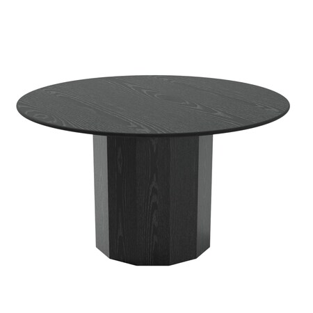 Homeroots 52" Black Solid Wood Pedestal Base Round Top Dining Table 721051
