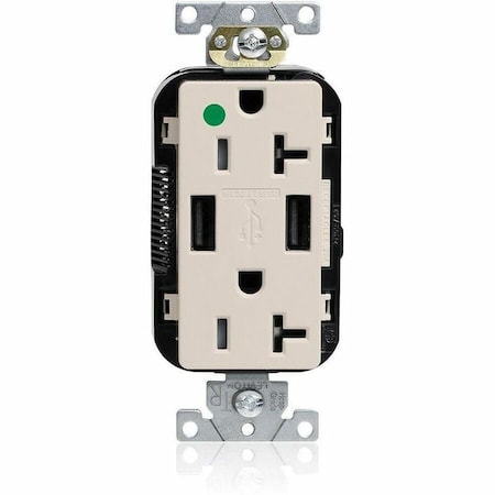 Leviton Lev-Lok HG/TR Dup USB A-A 20A 125V LtAl M58AA-HGT