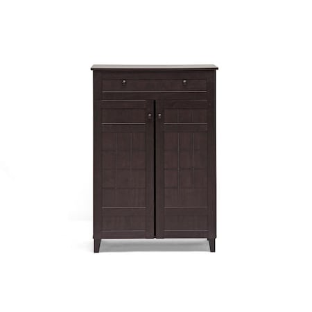 Wholesale Interiors FP-1203 Glidden Dark Brown Wood Modern Shoe Cabinet Tall 847321008656