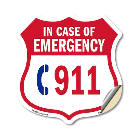 Signmission Emergency 911 Phone Shield Sign In Case, 12 Inch X 12 Inch, Vinyl Decal SHI-D-12-380