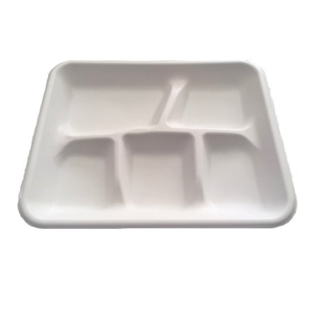 Empress Earth 5 Compartment PP School Tray Mineral Filled Poly White E5221R