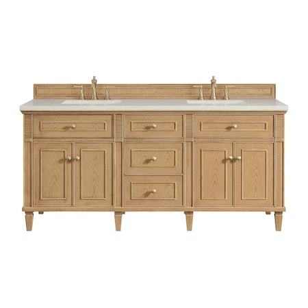 James Martin Vanities Lorelai 72" Double Vanity, Light Natural Oak, w/ 3 CM Siberian Silestone Top 424-V72-LNO-3SFR