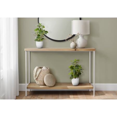 Monarch Specialties Artificial Plant, 14'' Tall, Ficus, Indoor, Fake, Decorative, Green Leaves, White Pots, 2PK I 9557