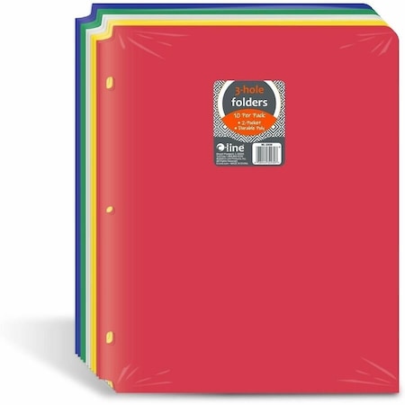 C-Line Products 8-1/2" x 11" Assorted Two-Pocket Heavyweight 3-Hole Punched Poly Portfolio Folder, 10/PK 32930