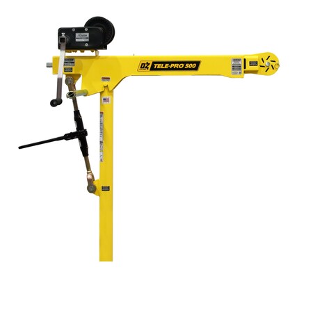 Oz Lifting Products 500 lb Tele-Pro davit crane with 2500 lb carbon steel brake winch OZTP500DAV-HND2