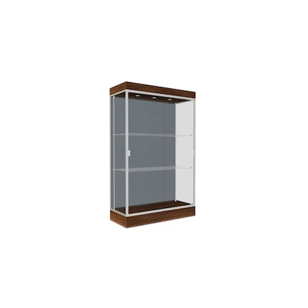 Ghent 76''H x 48''W x 20''D Edge Display Case 6'' Base w/ Blue Steel & Satin Frame 92LFBS-SN-WNH