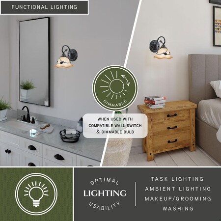 Vaxcel Vine 1 Light Black Rustic Bathroom Wall Fixture VL38841OL