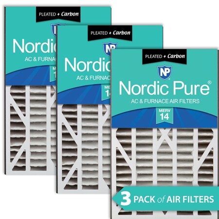 Nordic Pure Air Bear Cub 16x25x3 Air Filter Replacement MERV 14 Plus Carbon 3 Pack (16x25x3ABM14+C-3)