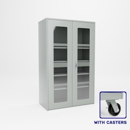 Pucel Heavy Duty Plexiglass Door Cabinet, 48 in W x 84 in H x 24 in D, Gray HDSC-4878-24-4C-PLEX