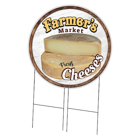 Signmission Farmers Market Cheeses Double Sided Corrugated Plastic Circle Yard Sign, C-36-CIR-DS-WS-Cheeses C-36-CIR-DS-WS-Cheeses