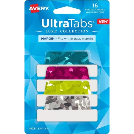 Avery Margin Ultra Tabs, 2.5" x 1", PK16 74147