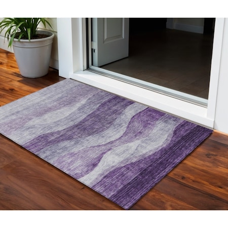 Homeroots 3' X 5' Lavender And Purple Abstract Washable Indoor Outdoor Area Rug 604983