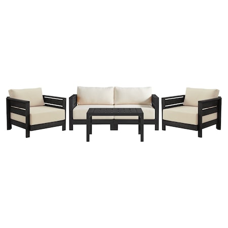 Alaterre Furniture Alaterre Barton 4 Piece Patio Furniture Set with Loveseat and Chairs Black Finish 80-BARTON-SET1-B