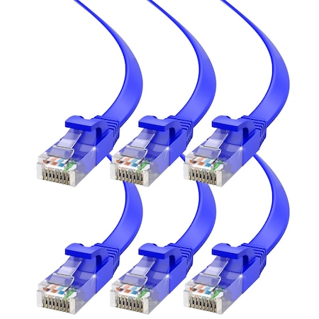 Maximm Cat6 Flat Ethernet Cable 30ft, 6PK, Blue, 6PK CAT6F-30FTBLUE6PK