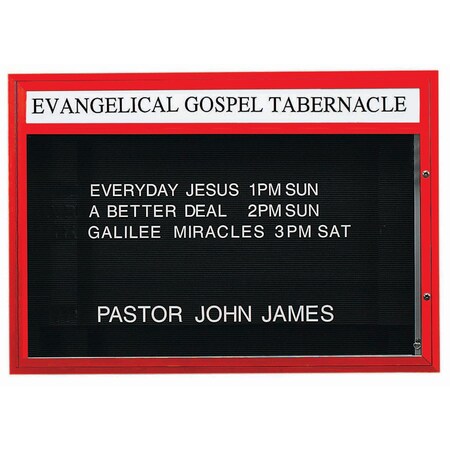 Aarco 60 in W, 42 in H, Black Letterboard/Red Powder Coated Frame DBM4260R