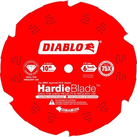 Diablo 10in. x 6-Teeth HardieBlade Saw Blade for Fiber Cement D1006DH