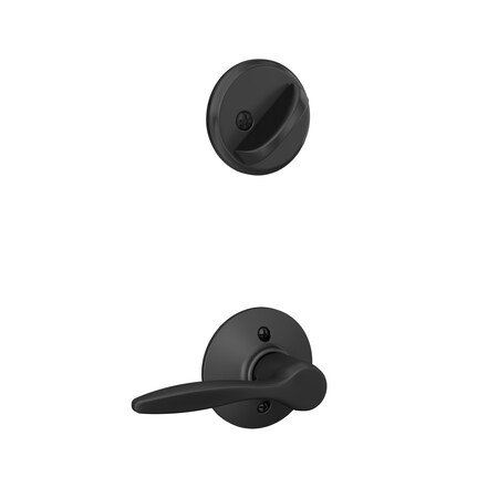 Schlage Residential Right Hand Delfayo Lever Interior Active Trim with 12326 Latch and 10269 Strikes Matte Black Finish F59DEL622RH