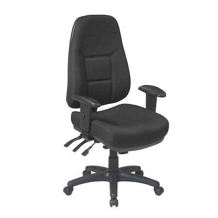 Office Star Desk Chair Desk Chair, Adjustable Arms, 19" to 22-1/2" Height, Fabric, Black 2907-231