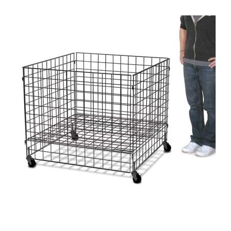 Specialty Store Services Black Mobile Dump Display Bin 37.5 Inch With Adjustable Bottom Shelf And Locking Casters 2101BK