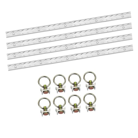 Mytee Products 2 Ft L-Track Aluminum (4) and Stud with Stainless Steel Ring (8), 4PK LTK2x4-LTKSx8