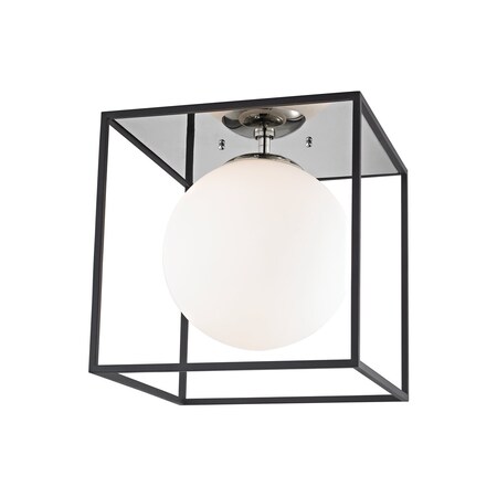 Mitzi Aira 1 Light Flush Mount 14 In. Polished Nickel/Black H141501L-PN/BK