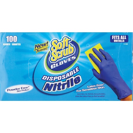 Soft Scrub 1 Size Fits All Nitrile Disposable Glove, 100PK 11100-16