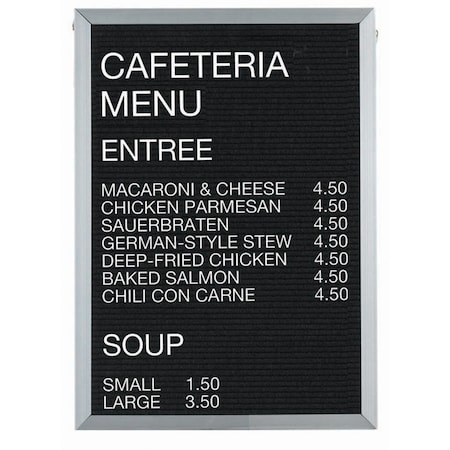 Aarco Framed Letter Board Message Center , Frame is Aluminum, Letter Board is Black Felt, 36''Hx24''W BOFD3624