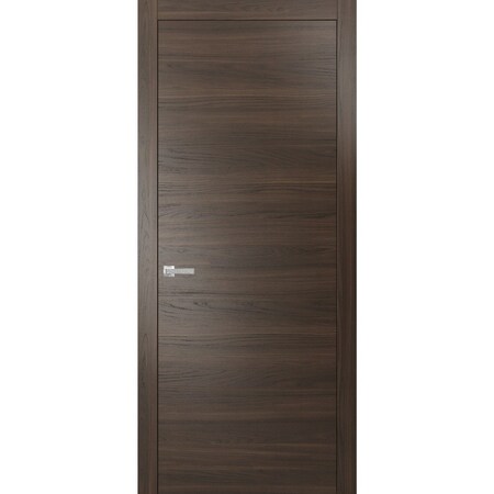Sartodoors Modern Solid Interior Door with Handle, Planum 0010 Chocolate Ash, Single Regural Panel Frame Trims PLANUM0010ID-CA-2484