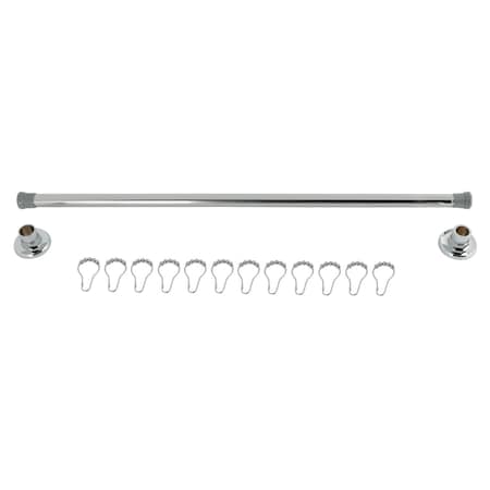 Kingston Brass 36"-60" Stainless Steel Adjustable Shower Curtain Rod with Rings, Polished Chrome KSR361