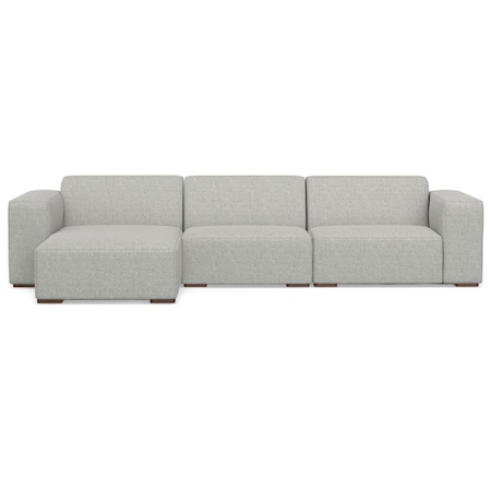 Homeroots 122" Gray Fabric Modular Sofa With Brown Legs 641015