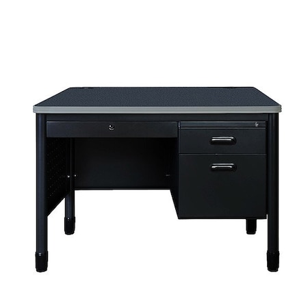 Regency Single Pedestal Desk, Steel Frame, 48 in W 66348SPCDGYBK