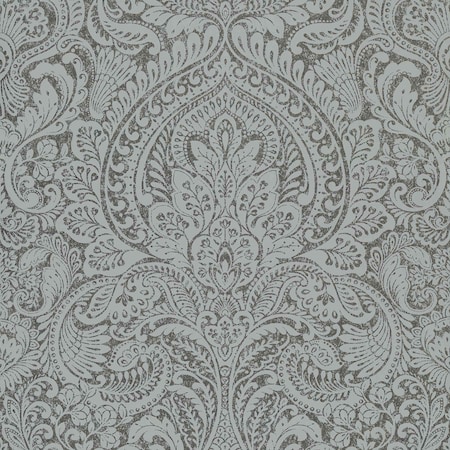 A-Street Prints Artemis Pewter Floral Damask Wallpaper 4019-86446