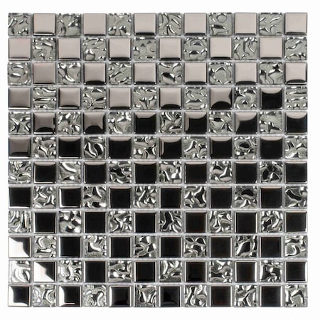 Apollo Tile Silver 11.8 in x 11.8 in Glass Glossy Floor and Wall Mosaic Tile 4.83 sqft/case, 5PK APLPA88001A