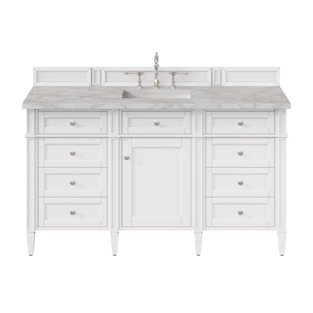 James Martin Vanities Brittany 60'' S Vanity, Bright White w/ Victorian Sil Silestone Top w/FreePower Wireless Charger 655-V60S-BW-FVSL