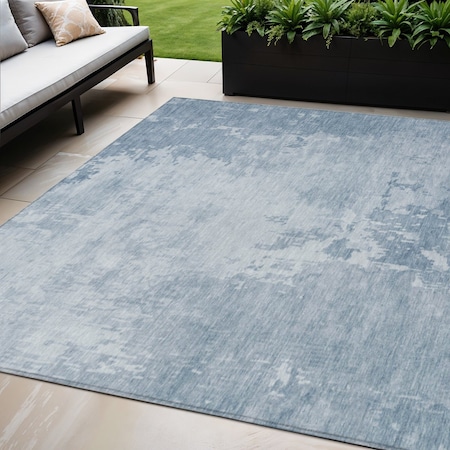 Homeroots 5' X 8' Sky Blue Abstract Washable Indoor Outdoor Area Rug 608251