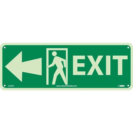 Nmc Exit (W/ Door And Left Arrow), 5X14, Glow Rigid GL307R