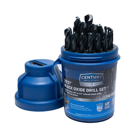 Century Drill & Tool 29 Piece Pro Grade Black Oxide Drill Bit Sets 24538