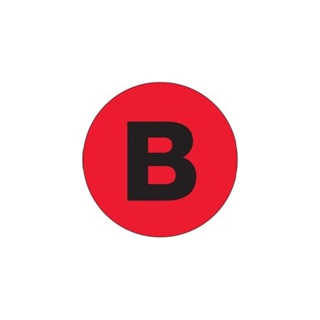 Bubblefast 1'' Circle - ''B'' Fluorescent Red Letter Labels BFDL7002