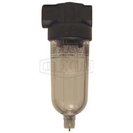 Dixon Compact Design Miniature Compressed Air Filter with Manual Drain, 1/8 in Port, 19 SCFM, 5 micron, 15 F07-100M