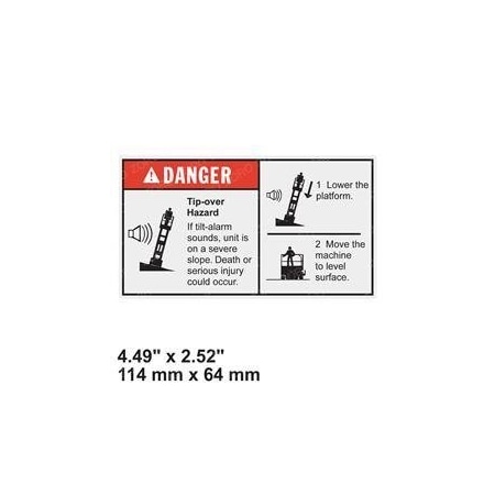 Jlg REPLACEMENT DECAL, DANGER TIP-OVER TILT 44736