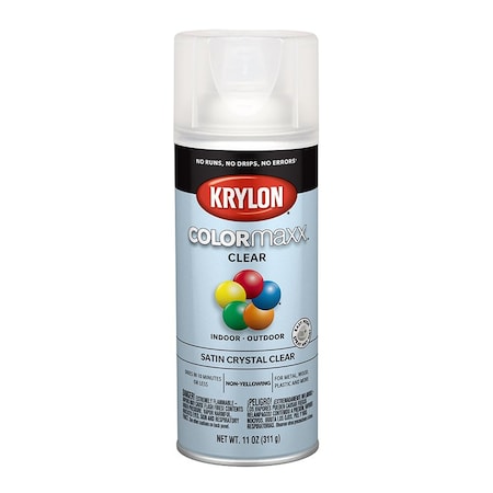 Colormaxx 12 Oz Krylon Crystal Clear Paint & Primer Spray Paint, Satin K05562007