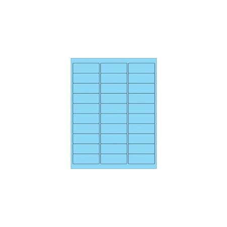 Bubblefast 2 5/8 x 1'' Fluorescent Pastel Blue Removable Rectangle Laser Labels-30 Labels per Sheet BFLL405BE