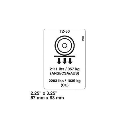 Genie REPLACEMENT DECAL LABEL WHEEL LOAD TZ50 97568GT