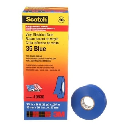 3M 7000006095 Vinyl Color Coding Electrical Blue, 10PK 35-3/4X66FT-BL