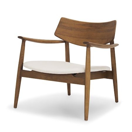 Homeroots 27" Brown And Cream Upholstery And Solid Wood Arm Chair 605992