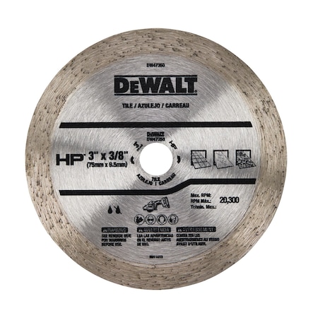 Dewalt Diamond Saw Blade, Dia-3", Arbor-3/8" DW47350