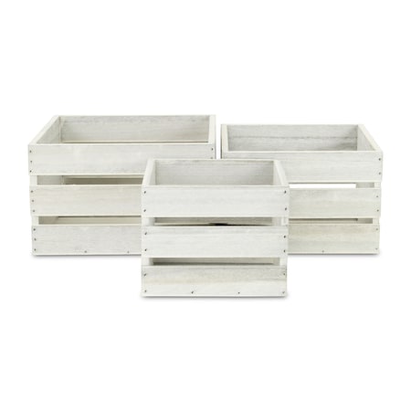 Homeroots Set of Three Light Gray Solid Wood Crate, 3PK 487681