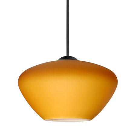 Besa Lighting Besa Peri Pendant, Amber Matte, Black Finish, 1x 5W LED 1XT-541080-LED-BK