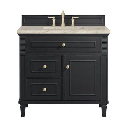 James Martin Vanities Lorelai 36" Single Vanity, Black Onyx, w/ 3 CM Tajnar Eclos Top 424-V36-BKO-3TJR