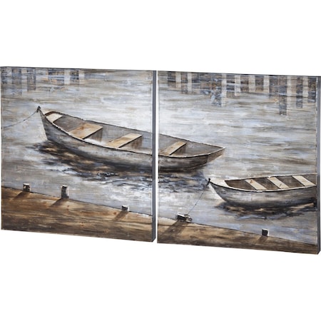Homeroots Set Of Two Creekside Diptych Hand Painted Unframed Wall Art, 2PK 608842